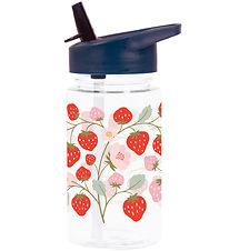 A Little Lovely Company Water Bottle w. Straws - 450 mL - Strawb