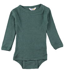 Joha Bodysuit l/s - Rib - Wool/Silk - Dark Green