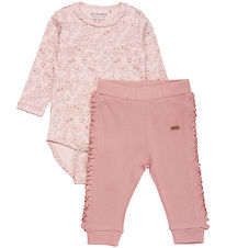 Minymo Trousers/Bodysuit l/s - Ash Rose/Pink Powder w. Week no