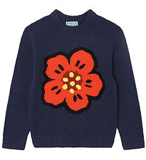 Kenzo Blouse - Tricot - Marine/Orange av. Fleur