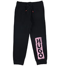 HUGO Joggingbroek - Zwart/Roze m. Print
