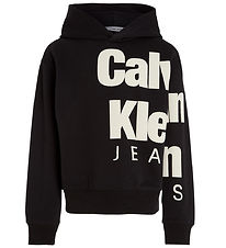 Calvin Klein Hoodie - Blown-up Logo - Black/Off White