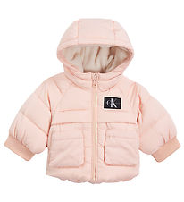 Calvin Klein Pehmustettu takki - Hupullinen Puffer - Rose Clay