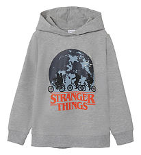 Name It Sweat  Capuche - NkmArt - tranger Things - Grey Melang