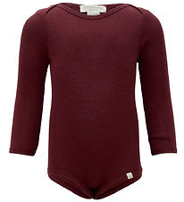 Minimalisma Bodysuit l/s - Rib - Silk/Cotton - Bono - Ruby Red