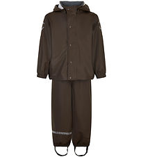 Mikk-Line Rainwear w. Suspenders - PU - Recycled - Slate Black
