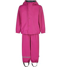 Mikk-Line Rainwear w. Suspenders - PU - Recycled - Fuchsia Red