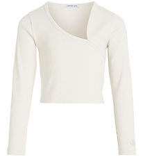 Calvin Klein Blouse - Bijgesneden - Rib - Ivory