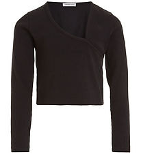 Calvin Klein Blouse - Bijgesneden - Rib - Zwart