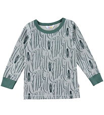 Joha Blouse - Wol/Katoen - Donker Groen m. Zebra