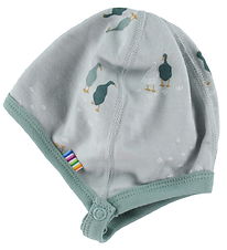 Joha Baby Hat - Wool/Cotton - Dusty Green w. Geese