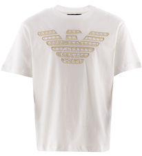 Emporio Armani Stuttermabolur - Hvítt/Drapplitað M. Lógó
