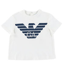 Emporio Armani T-Shirt - Blanc/Marine av. Logo