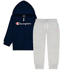 Champion Sweat Set - Cardigan/Sweatpants - Navy/Grey Melange