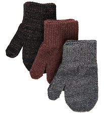 Mikk-Line Fäustlinge - Wolle/Polyamid - 3er-Pack - Dark Mint/Sch