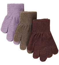 Mikk-Line Gloves - Wool/Polyamide - 3-Pack - Dark Mint/Slate Bla