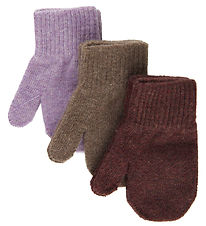 Mikk-Line Mittens - Wool/Polyamide - 3-Pack - Dark Mint/Slate Bl