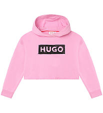 HUGO Sweat  Capuche - Recadr - Rose av. Noir