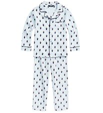 Polo Ralph Lauren Pyjama set - Wit/Lichtblauw Gestreept m. Knuff