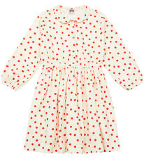 Bonton Dress - Corduroy - Frida - Cream w. Red Dots