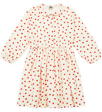 Bonton Robe - Velours Ctel - Frida - Crme av. Rouge Points