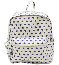 Bonton Backpack - Cream w. Blue Hearts