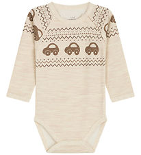 Hust and Claire Romper l/s - Wol/Bamboe - Basti - Wheat Melange