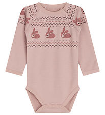Hust and Claire Romper l/s - Wol/Bamboe - Basti - Schaduw Rose