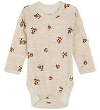 Hust and Claire Bodysuit l/s - Wool/Bamboo - Baloo - Wheat Melan