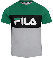 Fila T-shirt - Balimo - Light Grey Melange/Verdant Green/Black