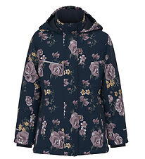 Name It Winterjacke - NkfSnow10 - Dunkler Saphir mit Blumen