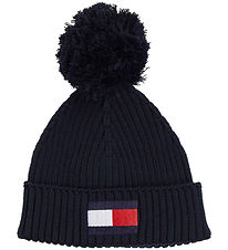 Tommy Hilfiger Mssa - Stickad - BIG Flagga Pom Pom - Space Blue