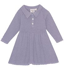 Flss Dress - Knitted - Nora - Misty Blue w. Pointelle