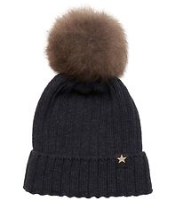 Huttelihut Beanie - Wool - Rib - Warmy - Navy w. Pom-Pom