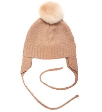 Huttelihut Babymtze - Strick - Wolle - Chullu - Camel m. Bommel