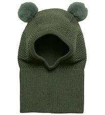 Huttelihut Balaclava - Wool - Single Layer - Wooly - Green Oil w