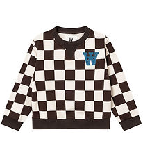 Wood Wood Sweatshirt - Root Kids Checkered - Off-White/Black Cof