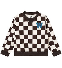 Wood Wood Sweat-shirt - Tige Kids Carreaux - Off-White/Black Caf