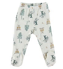 Joha Leggings - Wool/Bamboo - Offwhite w. Forest