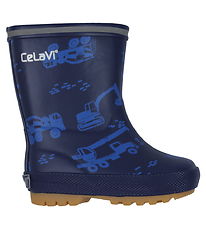 CeLaVi Rubber Boots w. Lining - Pageant Blue w. Machines