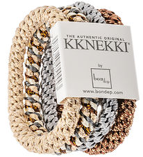 Kknekki Elastic Hair Bands - 4-Pack - Brown/Blue/Beige