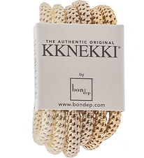 Kknekki Elastic Hair Bands - Slim - 6-Pack - White/Beige/Gold