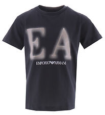 Emporio Armani Stuttermabolur - Dökkblátt/Drapplitað M. Prentað