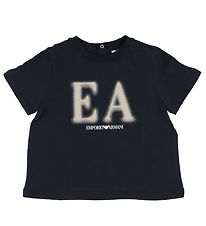 Emporio Armani T-shirt - Navy/Beige w. Print