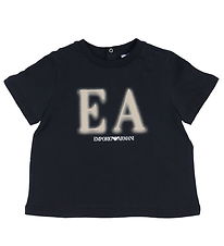 Emporio Armani Stuttermabolur - Dökkblátt/Drapplitað M. Prentað