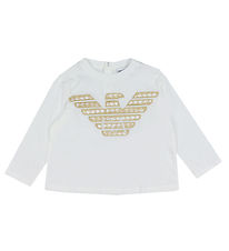 Emporio Armani Blouse - Blanc/Beige av. Logo