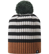 Reima Beanie - Wool/Acrylic - Tipla - Cinnamon Brown w. Stripes