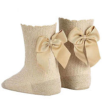 Condor Knee-High Socks w. Bow - Beige