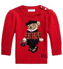 Polo Ralph Lauren Blouse - Knitted - Holiday - Red w. Soft Toy