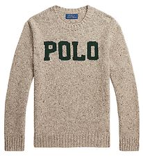 Polo Ralph Lauren Blouse - Wol - Bruin gemleerd m. Donkergroen